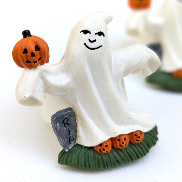 Set of 3 Vintage Halloween Ghost Napkin Rings – Jack-o’-Lantern Stoneware - Picture 4 of 8